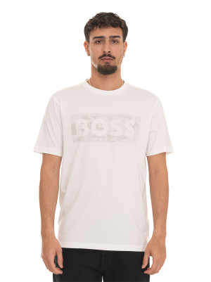Boss T-shirt TS-GLOBE-LOGOPATTERN Bianco Uomo M