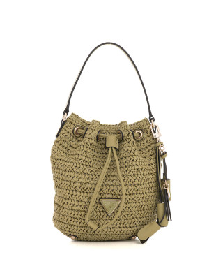 Guess Borsa in rafia ofelia top handle bucket Verde Donna UNI