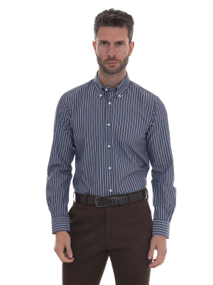 Carrel Camicia classica da uomo Blu-marrone Uomo 40