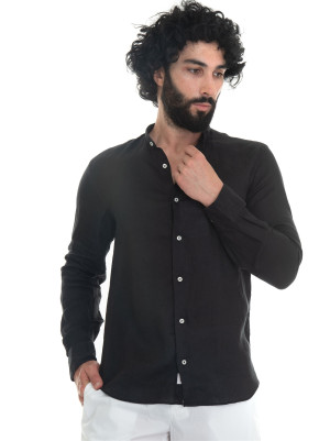 Vincenzo De Lauziers Camicia in lino Nero Uomo M