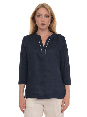 Quality First Maglia collo a V Blu Donna M