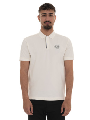 EA7 Polo in cotone piquet Panna Uomo XXL