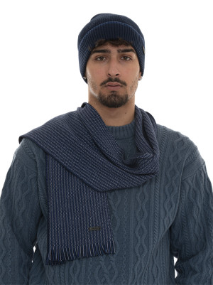 Boss Set Sciarpa e Cappello ERNESTO-SET Blu Uomo UNI