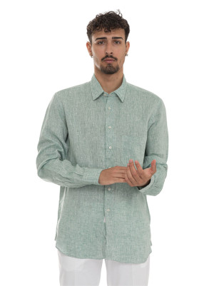Vincenzo De Lauziers Camicia in lino Verde mela Uomo L