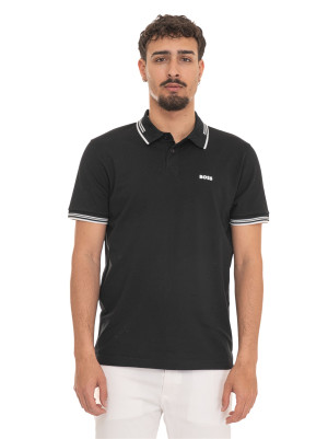 Boss Polo in cotone piquet Nero Uomo S