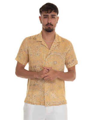Vincenzo De Lauziers Camicia lino manica corta Giallo Uomo S