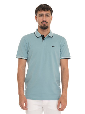 Boss Polo in cotone piquet Turchese Uomo S