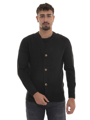 Quality First Cardigan bottoni Nero Uomo L