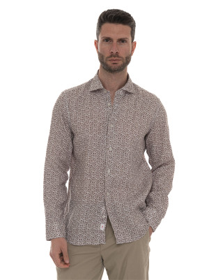 Vincenzo De Lauziers Camicia in lino Beige-bianco Uomo M