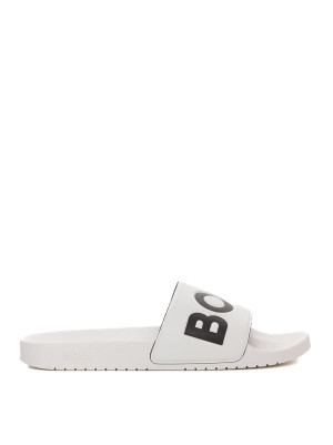 Boss Ciabatte con fascia bicolore Aryeh-slid-npvlg Bianco-nero Uomo 43