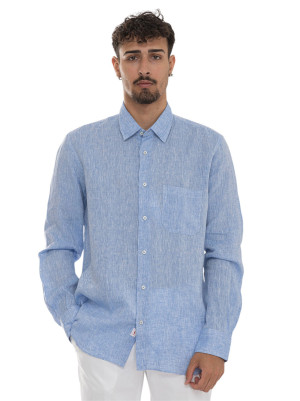Vincenzo De Lauziers Camicia in lino Celeste Uomo 3XL