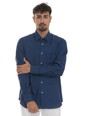 Vincenzo De Lauziers Camicia in lino Blu Uomo M