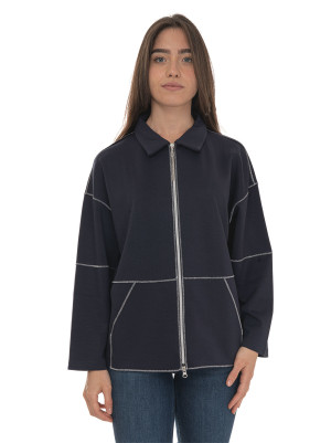 Quality First Felpa zip Blu Donna XXL