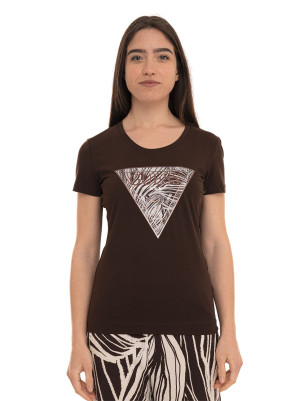 Guess T-shirt mezza manica Marrone-beige Donna XL