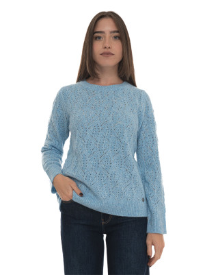Quality First Maglia girocollo Celeste Donna M