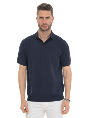 Hindustrie Polo in maglina META-COT/SILK Blu Uomo L