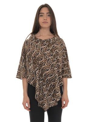 Quality First Poncho Marrone-nero Donna L