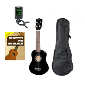 Harley Benton UK-12 Black Bundle - ukulele sopranowe | zestaw | zestaw