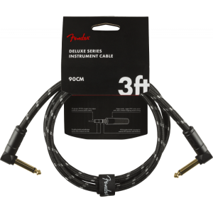 Fender Deluxe Patch Cable Angle 90cm Black Tweed - złączka gitarowa