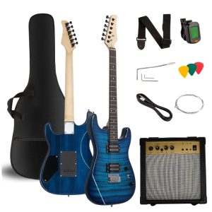 V‑TONE EGW 39 BL – Czarna gitara Stratocaster 4/4 z wzmacniaczem 10 W