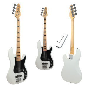 V-TONE PJB46 WH – Gitara basowa elektryczna 4/4 Precision Bass, Idealna dla początkujących