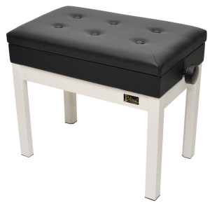 Prima PB-300 WH/BK - Ława do pianina ze schowkiem