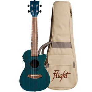 Flight DUC380 CEQ Topaz | Ukulele koncertowe z pokrowcem | Unikatowa barwa