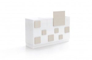 Cube BIS Empfangstresen glänzendes weißes Melamin modulare Glash...