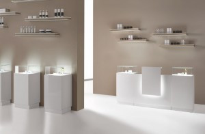 Empfangstheke 'Light' TRIS Glanz-Melamin, Schubladen, extrahierb...