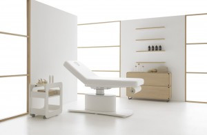 SENSE Elektrisches Massagebett 1 Säule, White Skai, verstellbare...