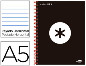 LIDERPAPEL Caderno Espiral A5 Micro Antartik Capa Forrada 120F 100G Pautado Preto