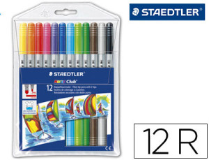 Marcador Staedtler Noris Club Dupla Ponta Caixa de 12 Cores Sortidas