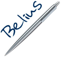 LIDERPAPEL Caneta Belius Atom Steel Retratil 1,0 mm Tinta Azul