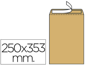 LIDERPAPEL Envelope Bolsa Folio Prolongado 250 X 353mm Kraft (250 Unidades)