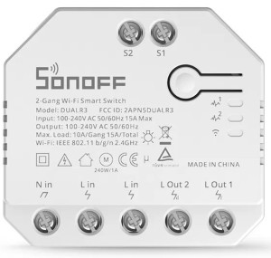 Interruptor Inteligente Wi-Fi de Relé Duplo c/ Medição de Energia - Sonoff DUAL R3