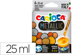 Guache Escolar Carioca Metallic Frasco 25 Ml Caixa De 6 Cores Sortidas - CARIOCA