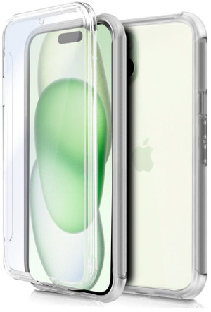 Capa de Silicone 3D p/ iPhone 15 Plus Frontal + Traseira (Transparente) - COOL