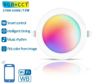AIGOSTAR Painel de LED Redondo Smart Inteligente Wi-Fi 15W RGB+CCT (Ø17,5cm)