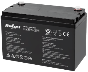 Bateria de Gel 12V 100Ah (333 x 173 x 222 mm) - REBEL
