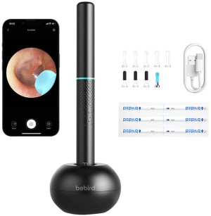 Otoscópio M9 S c/ Câmara p/ Limpeza de Ouvidos (Preto) - BEBIRD