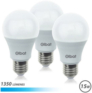 Pack 3x Lâmpadas LED A60 15W 1350LM E27 6500K - ELBAT