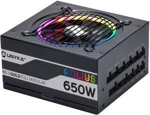 Fonte Alimentação 650W Gaming Atilius RGB Full Modular (Preto) - UNYKACH