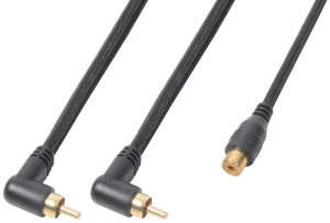 Cabo Adaptador 2 RCA Macho 90º - 1 RCA Femea (30cm) - Power Dynamics CONNEX