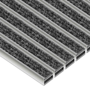 Aluminium-Fußmatte mit Textileinlage - Clean Ryps 60 x 90 cm Schwarz 22 mm Keine