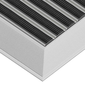 Aluminium-Fußmatte mit Auflaufprofil - Clean Rubber 70 x 100 cm 17 mm Schwarz