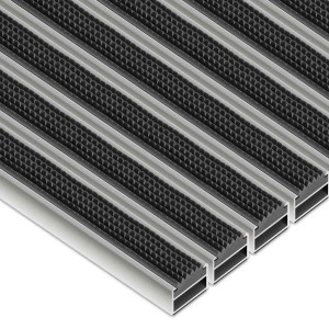 Aluminium-Fußmatte mit Gummieinlage - Clean Rubber 60 x 90 cm Schwarz 22 mm Keine