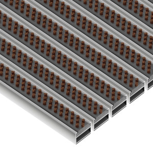 Aluminium-Fußmatte mit Bürsteneinlage - Clean Scrub 80 x 100 cm Braun 22 mm Keine