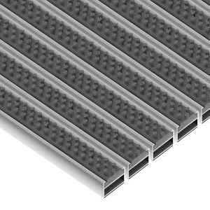 Aluminium-Fußmatte mit Bürsteneinlage - Clean Scrub 80 x 100 cm Grau 22 mm Keine