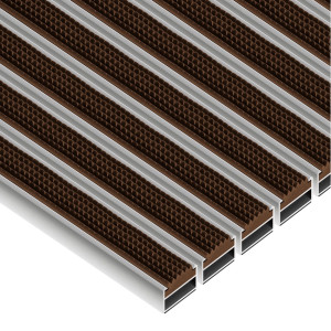Aluminium-Fußmatte mit Gummieinlage - Clean Rubber 60 x 90 cm 12 mm Braun Keine