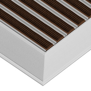 Aluminium-Fußmatte mit Auflaufprofil - Clean Rubber 50 x 70 cm 17 mm Braun